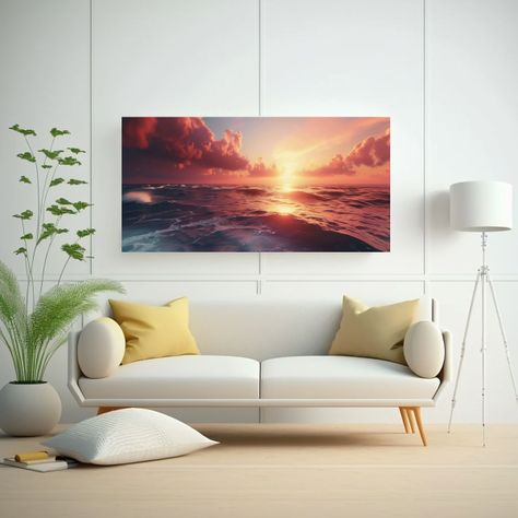 Cuadro Decorativo De Atardecer En El Mar: 80x40cm-2