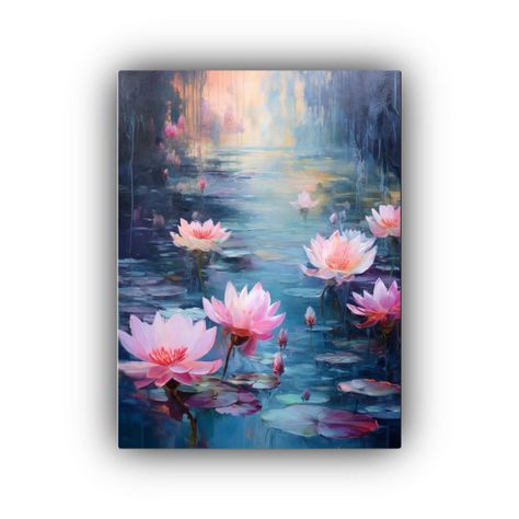 Cuadro De Flores Rosas Y Agua Morada En El Baño 30x45cm-0