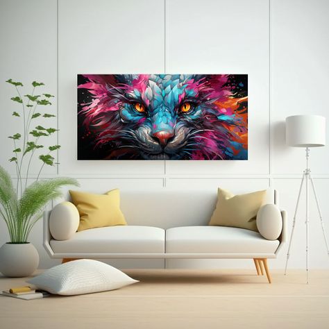 Pintura De Pared Venta Dragón En Turquesa Y Rosa 40x20 Cm-2