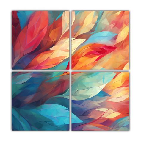 Cuatro Lienzos Vanguardia Época Abstracto 200x200 Cm-0