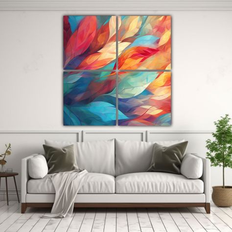 Cuatro Lienzos Vanguardia Época Abstracto 200x200 Cm-2