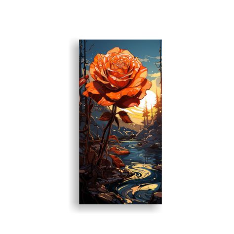 Cuadro De Colores A Melting Rose Estilo Plano 60x120cm-0