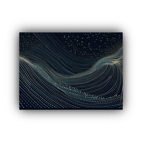 Cuadro Decorativo Con Ondas Circulares Pixeladas En Azul Osc 120x80cm-0