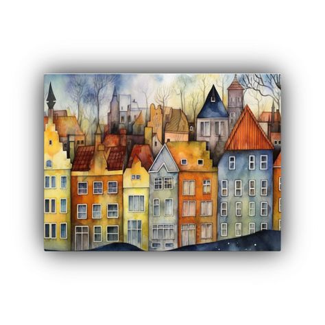 Pintura En Bastidor Abstracta Creativa De Ciudad Sueca En Ac 120x80cm-0