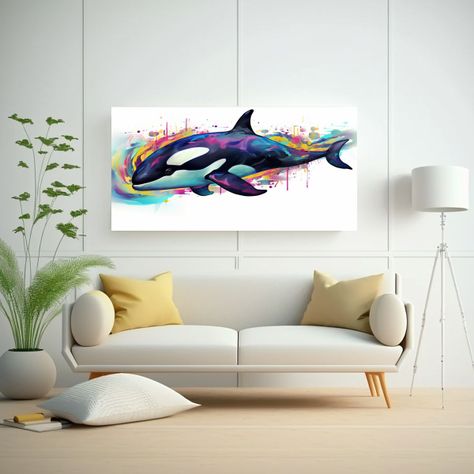 Cuadro Orca En Tonos Apagados Y ónix Estilo Neo P 100x50cm-2