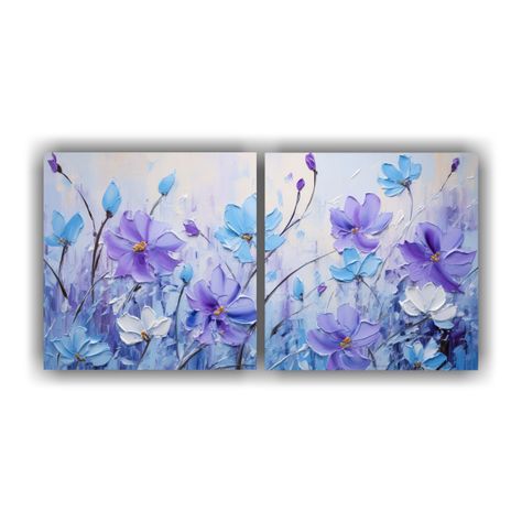 Set 2 Telas En Bastidor Acuarela Contraste Flores 40x20 Cm-0