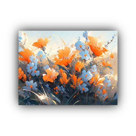 Cuadro Arte Moderno Para Dormitorio: Pintura De Flores En Na 50x40cm-0