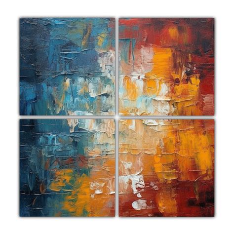 Cuatro Cuadros Cuadrado Efecto Visual Multicolor 200x200 Cm-0