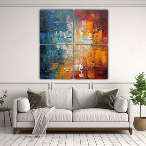 Cuatro Cuadros Cuadrado Efecto Visual Multicolor 200x200 Cm-2