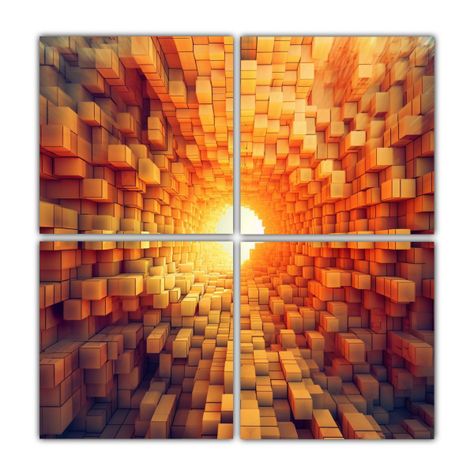 Cuadro De Pared Moderno Cubo Abstracto Fractal 40x40 Cm-0