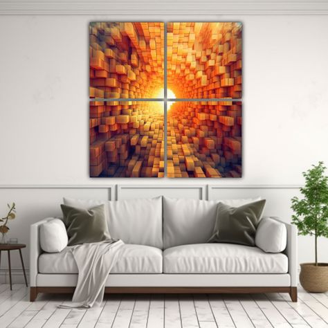 Cuadro De Pared Moderno Cubo Abstracto Fractal 40x40 Cm-2