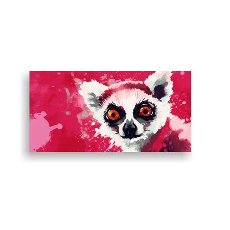 Pintura En Bastidor Lemur En Colores Rubí Y Rubor 140x70cm-0