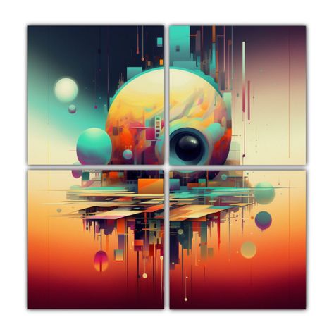 4 Cuadros De Arte Luminoso En Lienzo 200x200 Cm-0