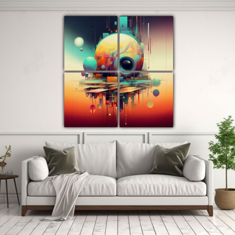 4 Cuadros De Arte Luminoso En Lienzo 200x200 Cm-2