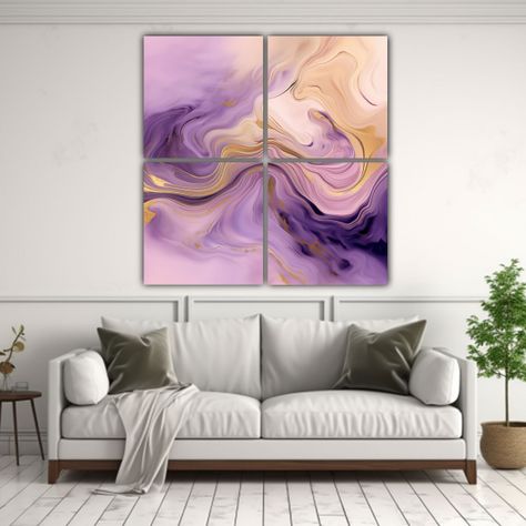 4 Cuadros En Bastidor Movimiento Belleza Diseño 200x200 Cm-2
