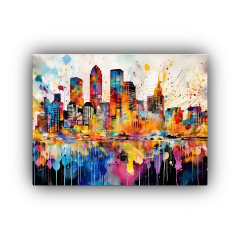 Cuadro Tela Bastidor Inspiración Urbana Houston Dreamscape  40x30cm-0