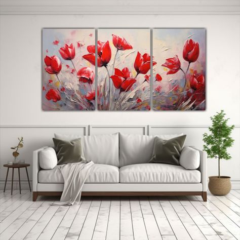 Pintura En Lienzo Estilo De Tríptico Elegante 60x30 Cm-2