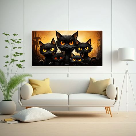 Pintura De Decoración De Arte Conceptual: Gato 120x60cm-2