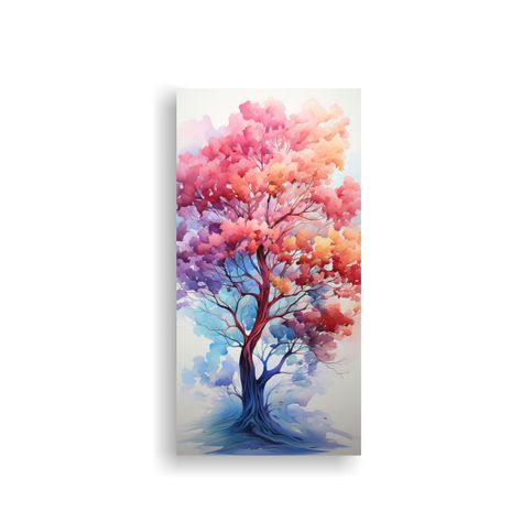 Pintura Abstracta Línea árbol Ocotillo Arco Iris 40x80cm-0