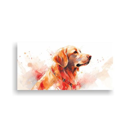 Pintura Decorativa De Un Retriever En Rojo Y 100x50cm-0