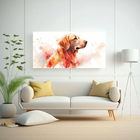 Pintura Decorativa De Un Retriever En Rojo Y 100x50cm-2