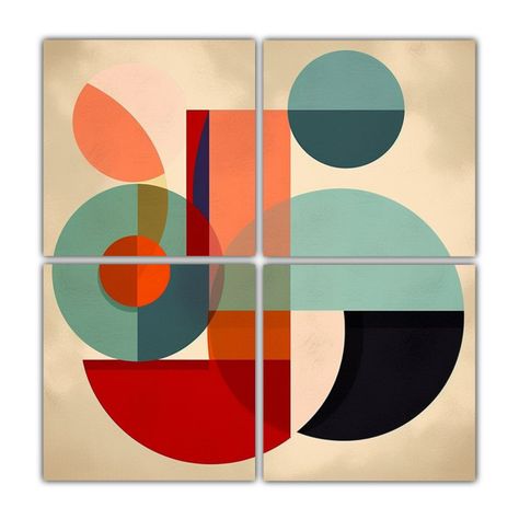 Cuatro Artes De Pared Abstracción Dimensiones 1 100x100 Cm-0