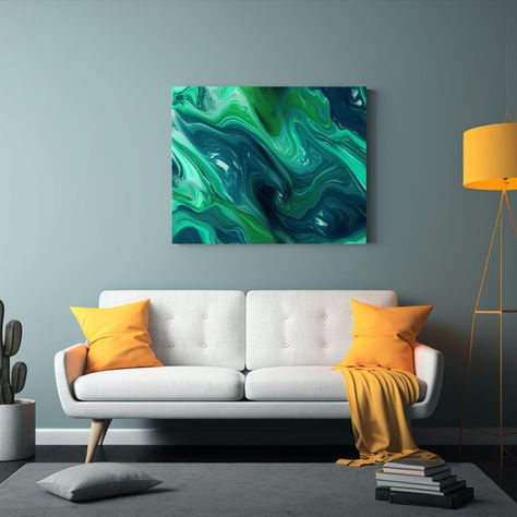 Lienzo Decorativo En Estilo De Arte En Fondo Azul 75x50cm-2