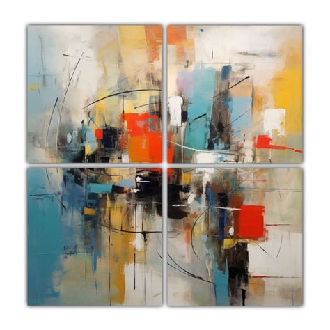 Cuadros De Tela Sublimada Abstractos Actuales 100x100 Cm-0