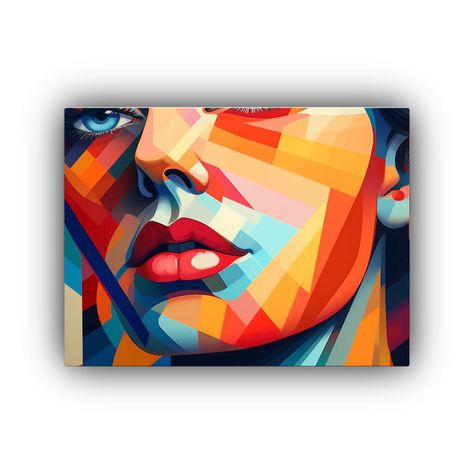 Cuadro Decorativo Rostro Geométrico Inspiracional Para Prot 60x40cm-0