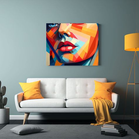 Cuadro Decorativo Rostro Geométrico Inspiracional Para Prot 60x40cm-2