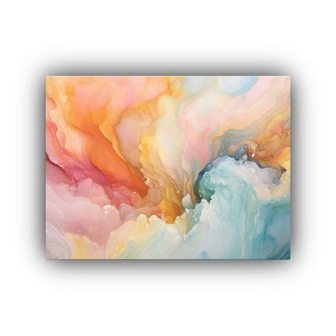 Pintura Abstracta Luminosa En Tonos Pastel Para Decoración  90x60cm-0