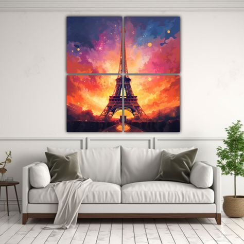 Cuadro Exclusivo De La Torre Eiffel Al Atardecer, 180x180 Cm-2