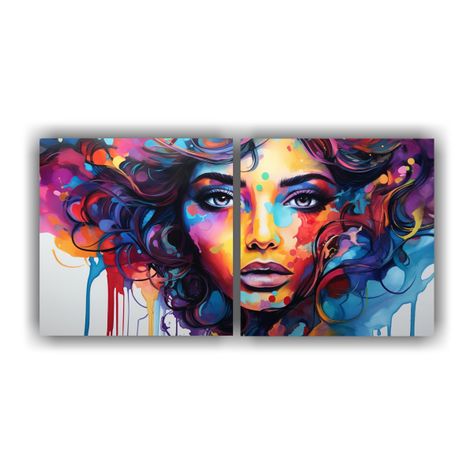 Pintura Decorativa Set 2 Artes Expresión 80x40 Cm-0
