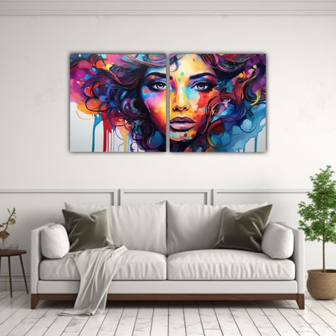 Pintura Decorativa Set 2 Artes Expresión 80x40 Cm-2