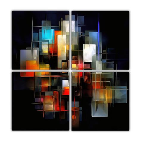 Cuatro Lienzos Concepto Exclusivo La Dinámica 200x200 Cm-0