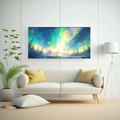 Pintura Abstracta Venta Luz Del Norte Con Colores 100x50cm-2