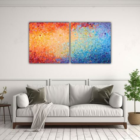 Pinturas Decorativas Set 2 Con Fusión Abstracta 140x70 Cm-2