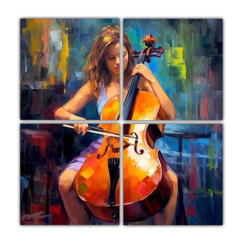Cuatro Telas En Bastidor Vintage Pintura Al óleo 200x200 Cm-0