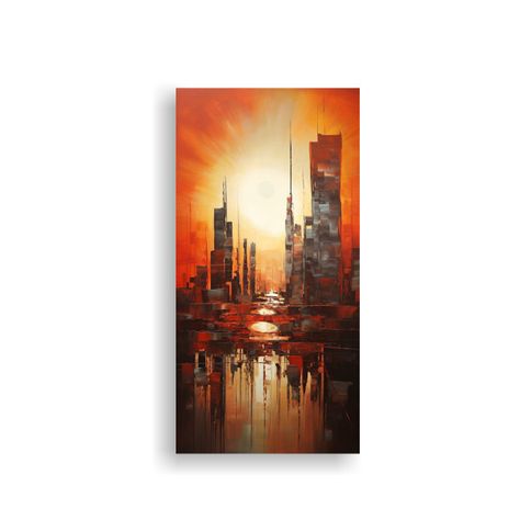 Pintura Decorativa Abstracta Actual De Una Ciudad 80x160cm-0