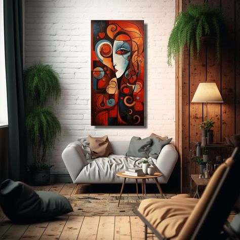Tela En Bastidor Mural Cuadro Abstracto Amor 70x140cm-2
