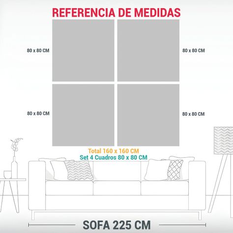 Pintura Al óleo De 4 Cuadros Cálidos De Color 160x160 Cm-1