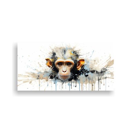 Lienzo Creativo Intenso Con Mono En Colores Marfil 60x30cm-0