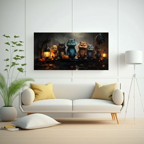 Pinturas Abstractas De Ambiente Con Monstruos 140x70 Cm-2