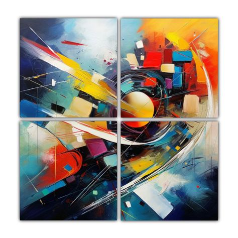 Pintura Abstracta De Estrellas En Colores Vivos 200x200 Cm-0