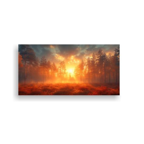 Lienzo Para Cocina: Bosque Mañana Sol Otoño 40x20cm-0
