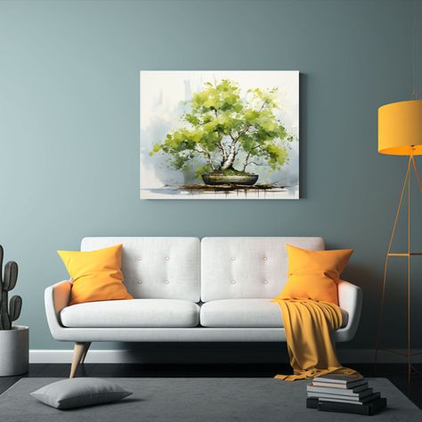 Pintura Abstracta De Colores Verdes Impactantes De Un árbol 75x50cm-2