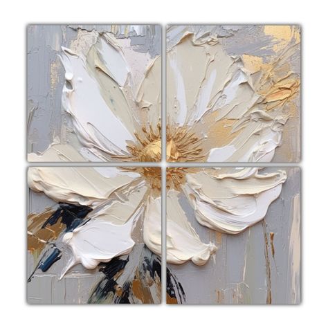 Cuadro De Pared Colores Estética Flor Blanca 200x200 Cm-0