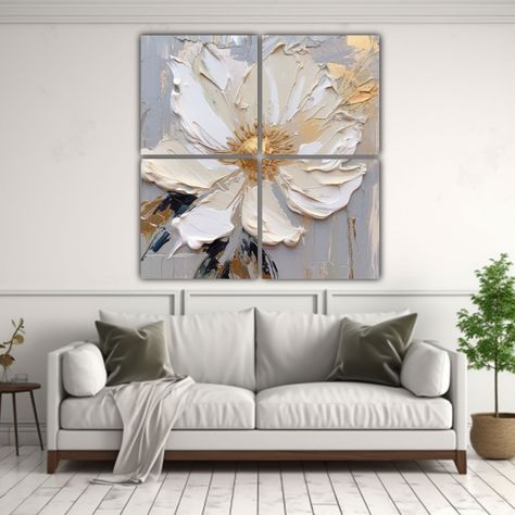 Cuadro De Pared Colores Estética Flor Blanca 200x200 Cm-2
