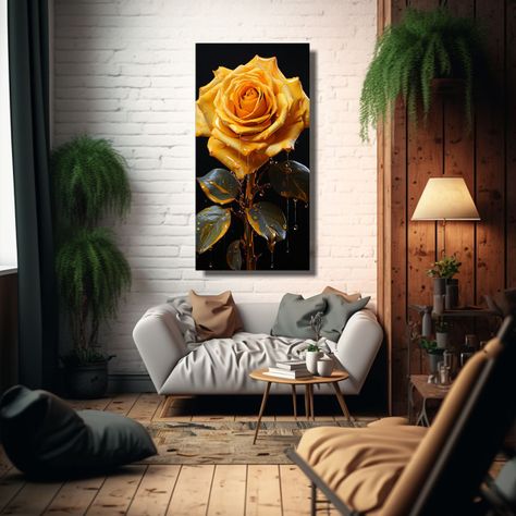 Cuadro Vintage Baño Pop Art Imagen De Una Rosa 70x140cm-2