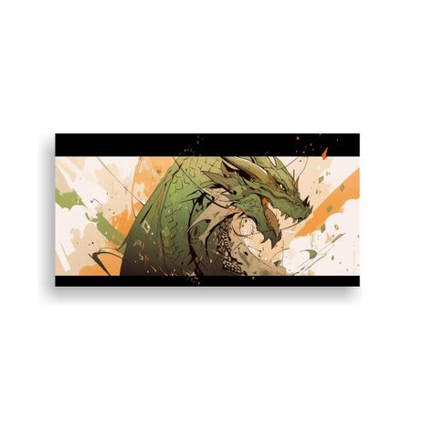 Pintura Decorativa Moderna De Un Dragón En Tonos 100x50 Cm-0